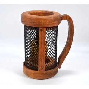 Vintage Wooden Oak Brown Votive‎  Candle Holder Lantern Meyer Mill 7.25"  x 4.25